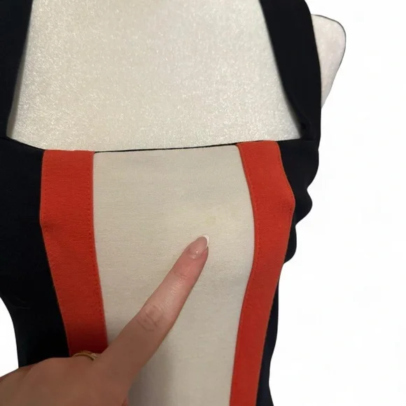 Diane Von Furstenberg Bodycon Maxi Dress Black White Orange Stripe Size 4 - Picture 6 of 6